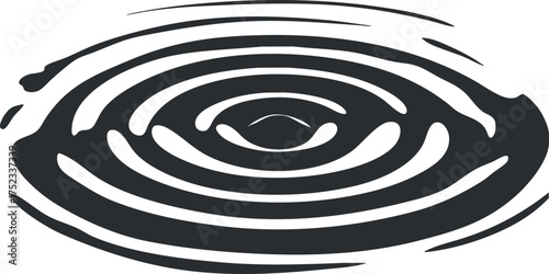 Monochrome abstract design of concentric water ripples creating a dynamic swirling pattern.