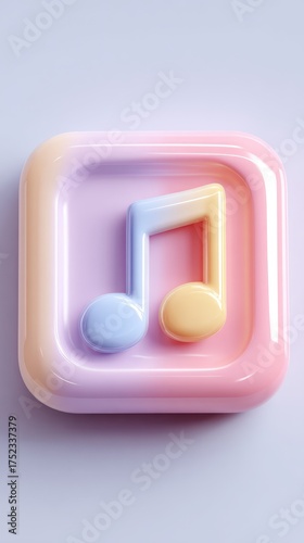 Colorful Music Note Icon in a Square Shape.