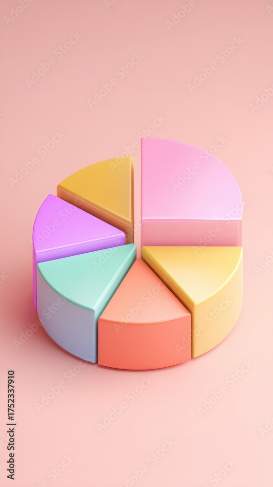 Obraz premium Colorful Pie Chart Representation of Data Analysis and Statistics.