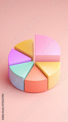 Colorful Pie Chart Representation of Data Analysis and Statistics.