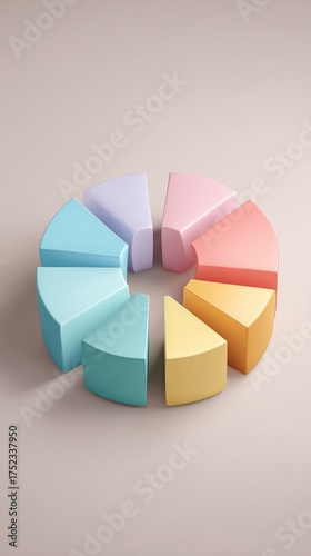 Colorful pie chart slices arranged in a circle.