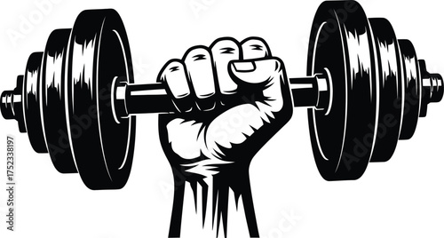 Strong Fist Holding Heavy Dumbbell for Intense Workout.