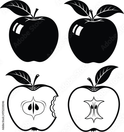 Apples in various forms, whole and sliced, a visual representation of the fruit.