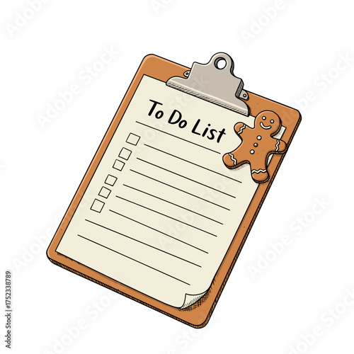To-do list with empty checkboxes and gingerbread man clip  no background