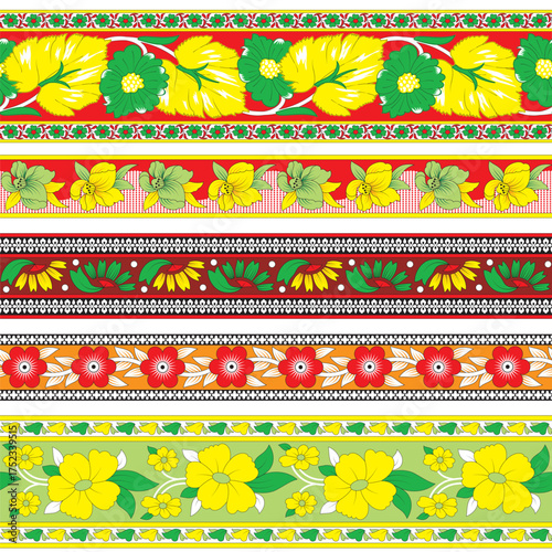 floral repeat border design vector illustration collection for textile design