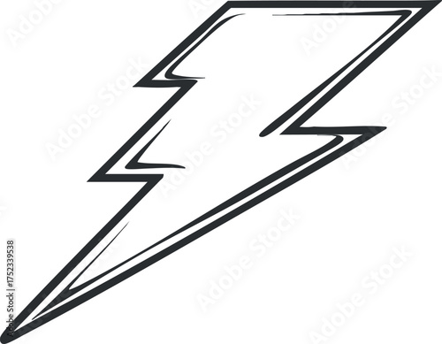Black and white outline of a stylized lightning bolt symbol representing electricity and energy.