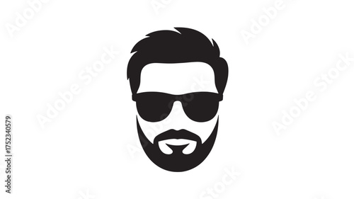 Bearded man with sunglasses a simple flat vector icon isolated on white background