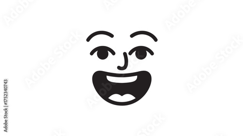 Happy face icon simple smiling expression in vector format isolated on white background