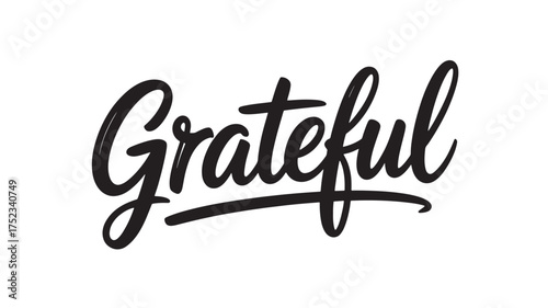 Grateful hand lettering typography vector illustration for posters cards and social media designs isolated on white background