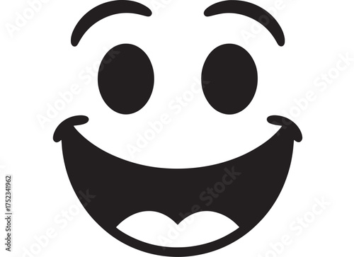 Happy face vector illustration simple black and white design isolated on white background