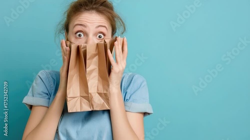 A person concealing their identity with a brown paper bag, possible scene of anonymity or disguise