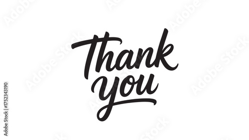 Thank you calligraphy lettering elegant handwritten vector text isolated on white background for cards and messages
