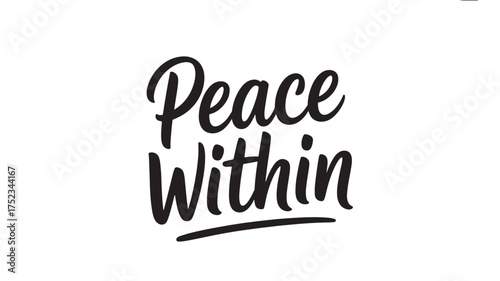 Peace Within calligraphy text design elegant lettering for inspirational quotes vector illustration isolated on white background