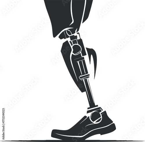 Silhouette of a prosthetic leg with shoe showcasing modern bionic technology and design.