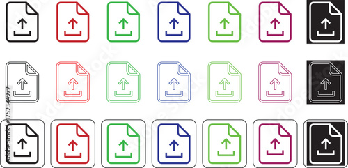 File upload line icon set, Sent file. online file sent file vector icon