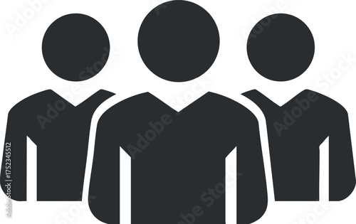 Silhouette illustration of three people symbolizing teamwork, collaboration, and community unity.