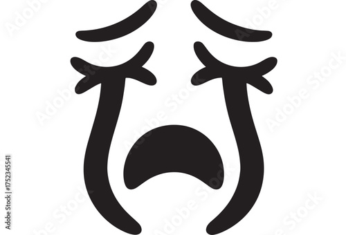 Crying face vector icon simple black glyph illustration isolated on white background for app design