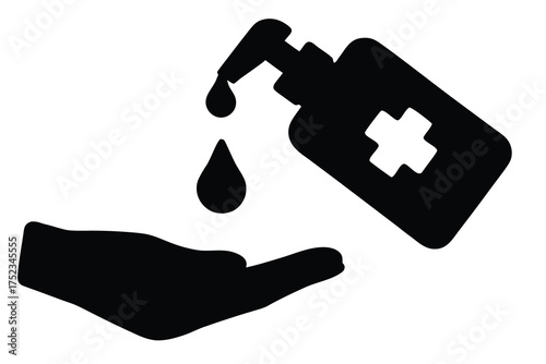 Hand Wash Silhouette Vector Icon, Hygiene Symbol Design