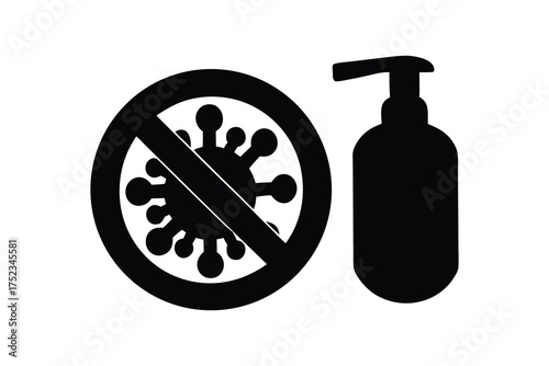 Hand Sanitizer Vector Symbol, Antiseptic Gel Icon for Hygiene