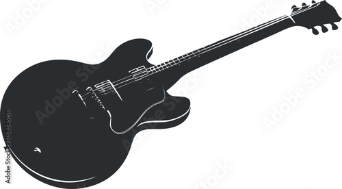 Black and white silhouette of an electric guitar, showcasing its classic design and style.