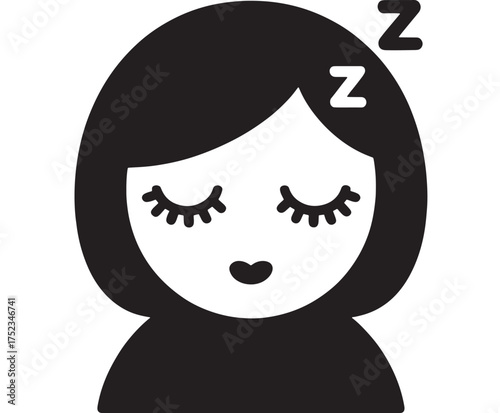 Sleeping woman glyph icon simple flat vector illustration isolated on white background for app and web design