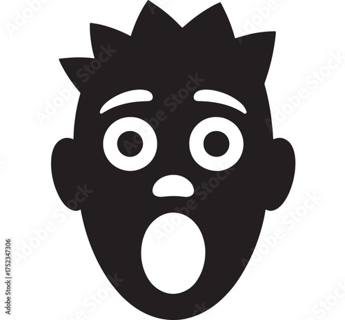 Shocked face glyph icon simple flat vector illustration for user interface and graphic design isolated on white background