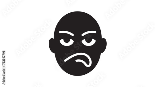 Angry face glyph icon simple vector illustration of a negative emotion isolated on white background