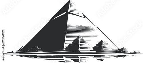 Silhouette of an ancient pyramid in the desert, showcasing iconic historical architecture and mystery.