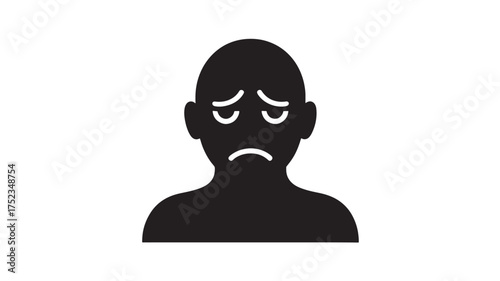 Sad person glyph icon black silhouette of a depressed man vector illustration for mental health awareness campaigns