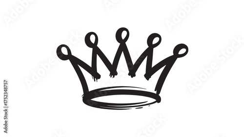 Hand-drawn crown illustration simple black vector design element isolated on white background