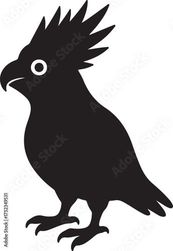 Black cockatoo bird silhouette crest beak