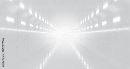 Futuristic White Tunnel with Bright Lights looping animation