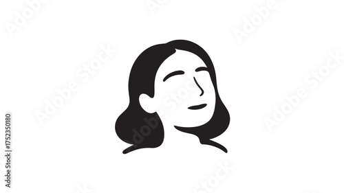 Woman with closed eyes in minimalist style simple vector illustration isolated on white background