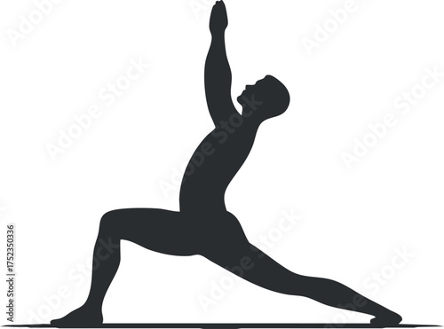 Silhouette of a person in a yoga warrior pose, symbolizing balance, strength, and mindfulness.