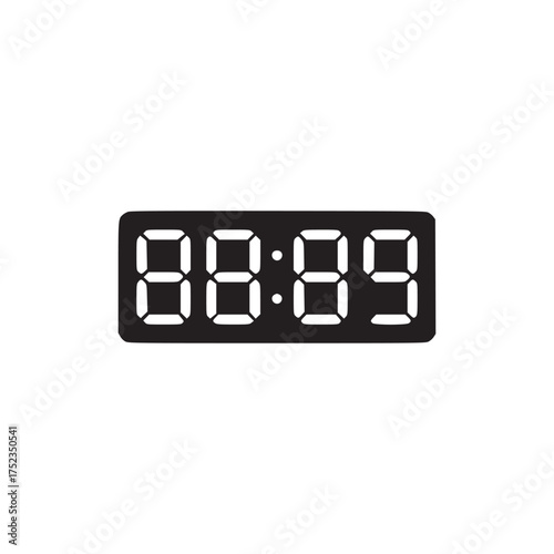 Vector art of digital clock showing invalid time concept for error, mistake, problem, failure, malfunction, deadline, delay, late, urgency, or countdown