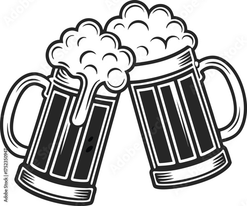 Beer mug silhouette Vector isolated on white background