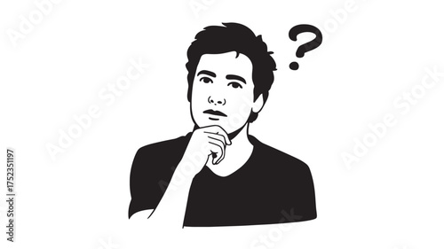 Illustration of a man with a question mark thinking and pondering vector design for web and print