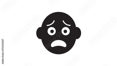 Sad face glyph icon simple black vector illustration isolated on white background for app and web design