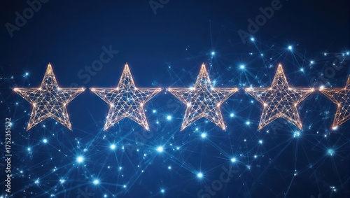 Abstract digital representation showing glowing stars connected with lines on a dark blue background
