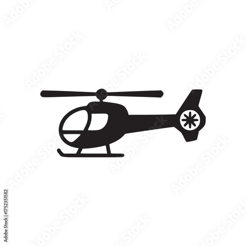 Vector art of helicopter icon a sleek and simple depiction of a helicopter, suitable for aviation, travel, and rescue themes in design and illustration projects