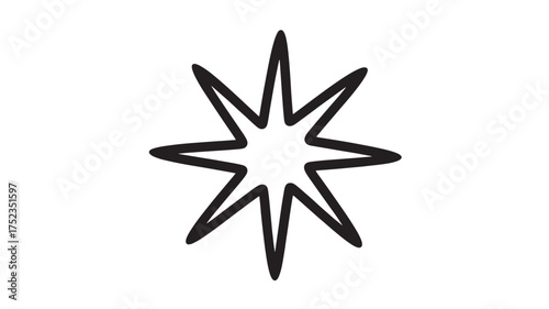 Star icon with eight points simple vector glyph design isolated on white background