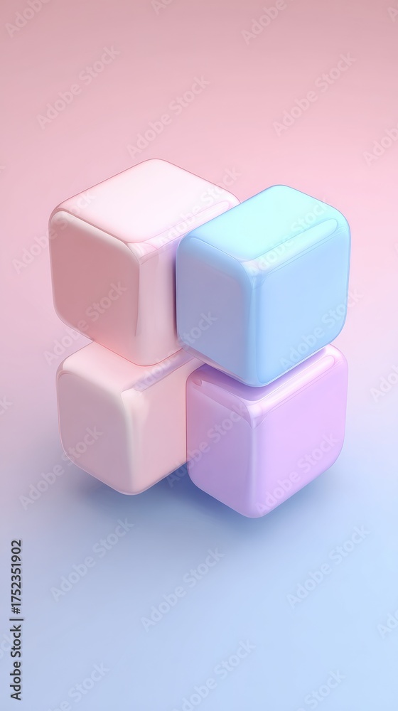 Fototapeta premium Pastel Cubes Composition - A Harmonious Blend of Colors and Shapes.