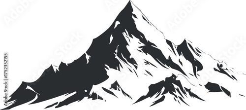 Black and white silhouette of a mountain peak, showcasing a minimalist and abstract design.