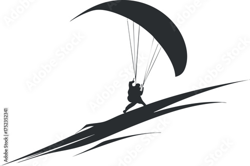Silhouette of a paraglider soaring through the air, showcasing dynamic motion and adventure.