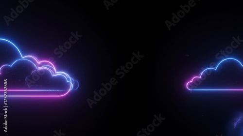 Animated Clouds Glowing With Pink and Blue Light in a Dark Space