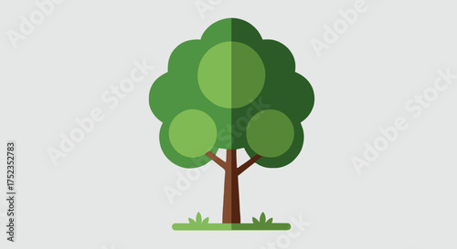 Vibrant green deciduous tree with rounded canopy and grassy base, symbolizing nature's growth and organic beauty for eco friendly designs and concepts.