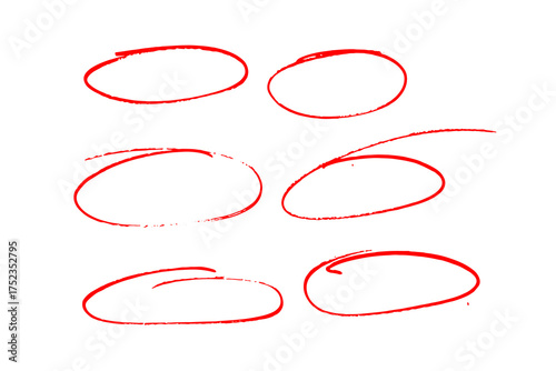 Red Hand Drawn Circles Set