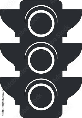 Black and white illustration of a traffic light with three circular signals.