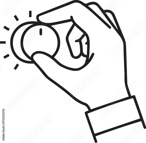 Hand gesture turning control knob vector black and white minimal line icon