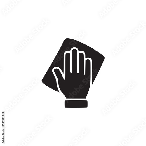 Vector art of hand wiping surface icon symbol of cleaning, hygiene, and disinfection vector illustration of a hand holding a cloth to wipe a surface